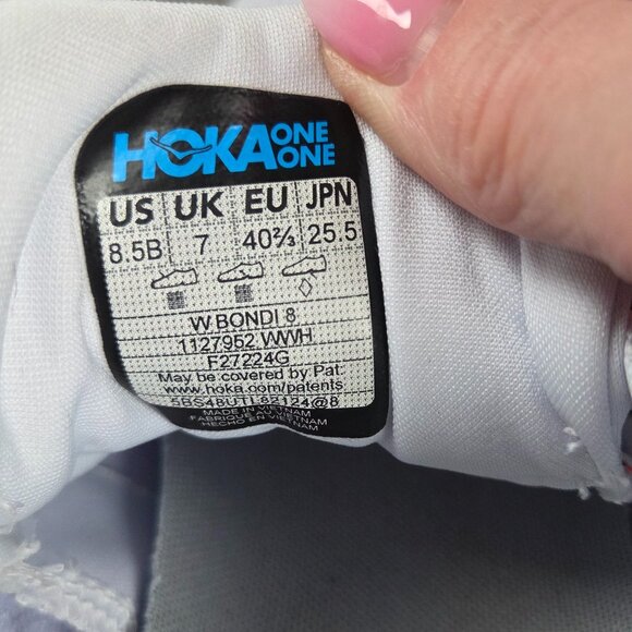 Hoka Bondi 8 Womens Running Shoes Size 8.5 Triple White Neutral Hot Girl Walk - Picture 10 of 11